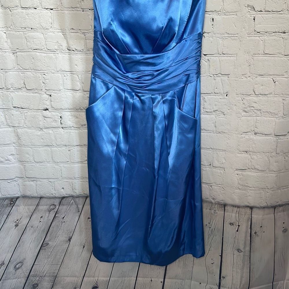 David’s Bridal Women’s Blue Strapless Bridesmaid‎ Prom Homecoming Dress size 2